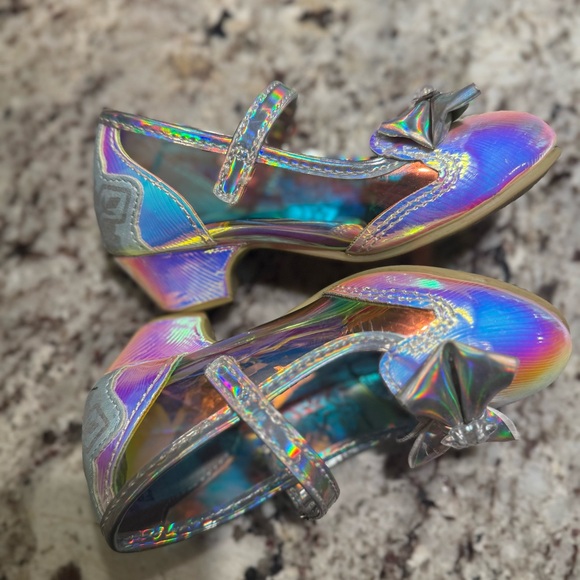 Frozen little Kids Silver Shoes with Bow 9T - Picture 9 of 11